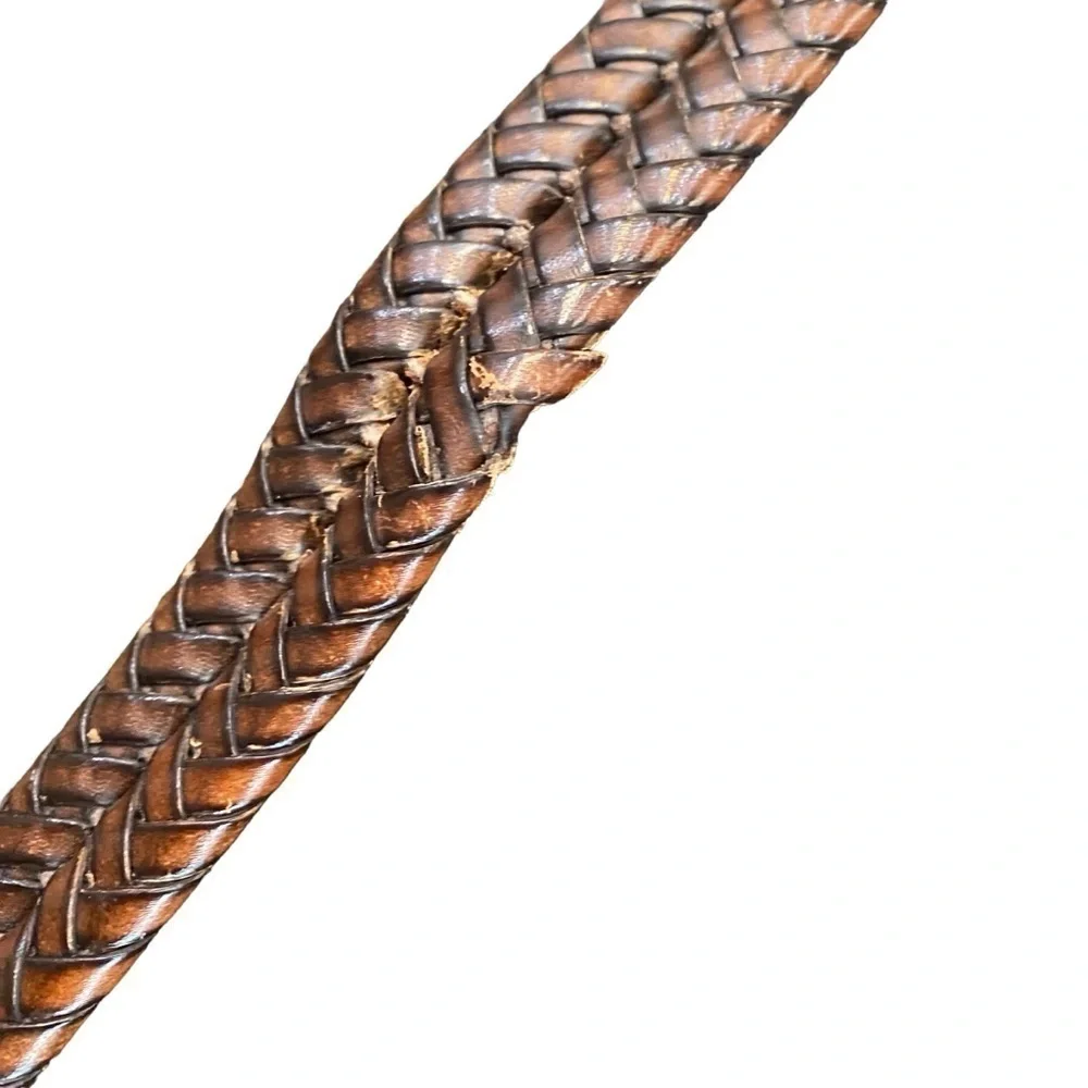 Fossil Men’s Brown Braided Belt Gold Buckle Size 36